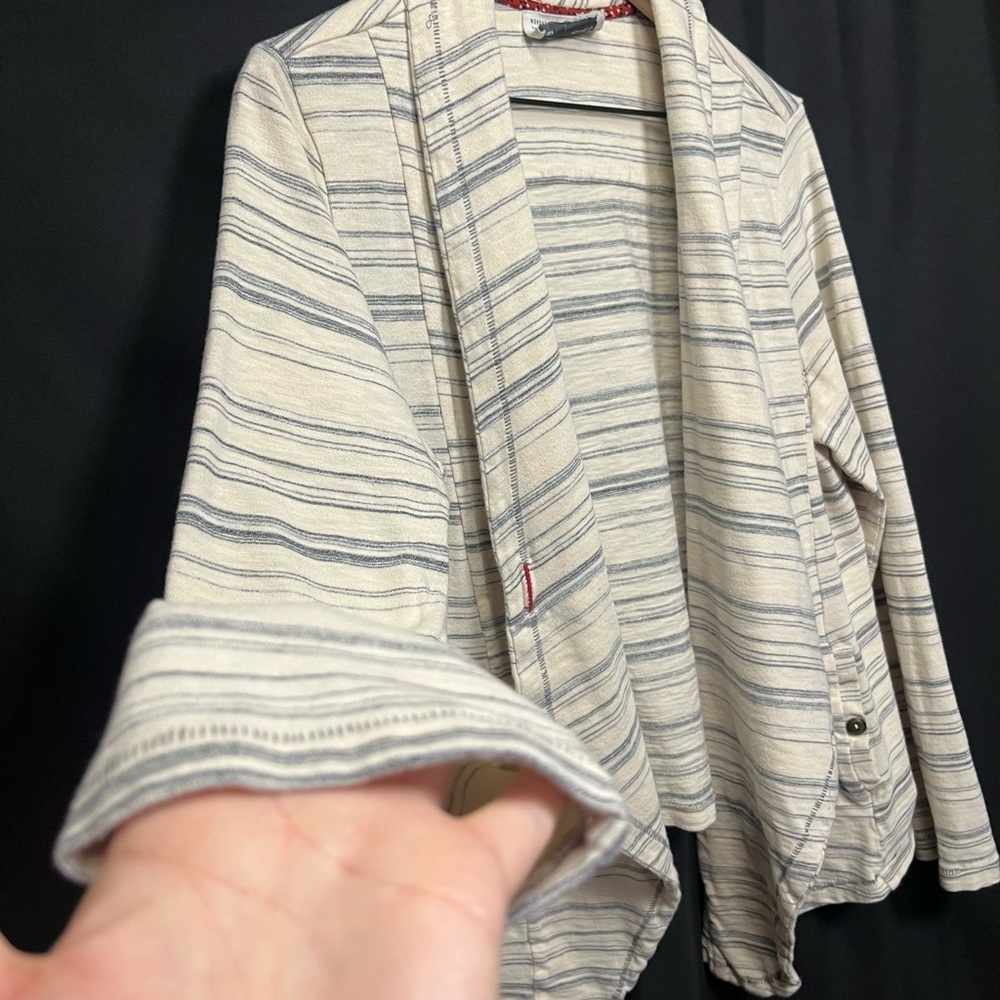 Saturday Sunday Anthropologie striped Cream and Gray Open Cardigan - Picture 7 of 9